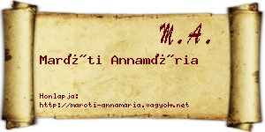 Maróti Annamária névjegykártya